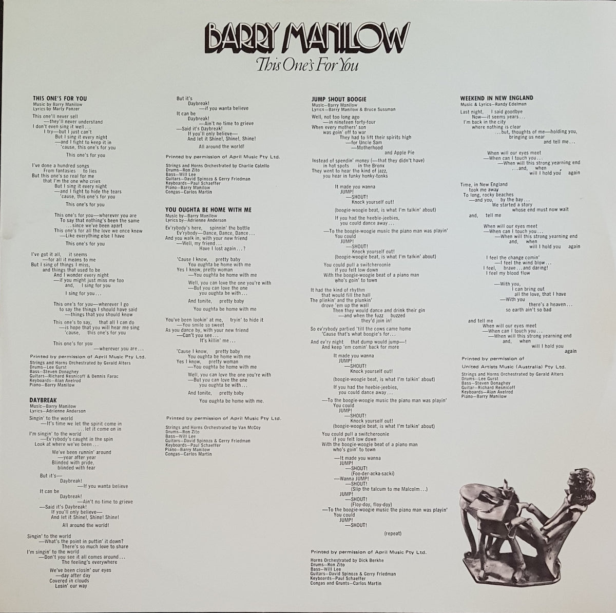 Barry Manilow This One's For You Vicious Sloth Collectables