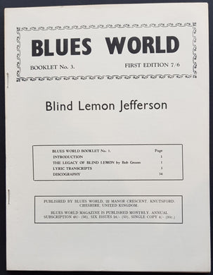 Blind Lemon Jefferson - Blues World Booklet No.3