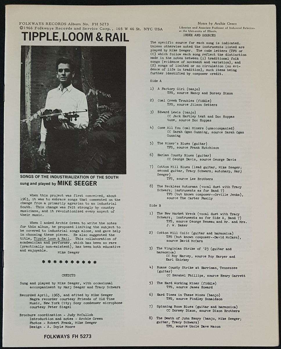 Mike Seeger – Tipple, Loom & Rail - Songs Of The Industrialization ..., Folkways Records – FH 5273 Mike Seeger – Tipple, Loom & Rail - Songs Of The Industrialization ..., Folkways Records – FH 5273