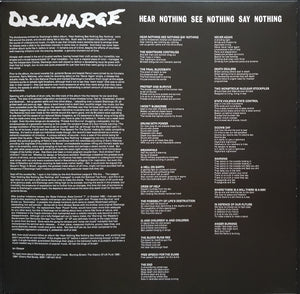 Discharge - Hear Nothing See Nothing Say Nothing - Clear Vinyl