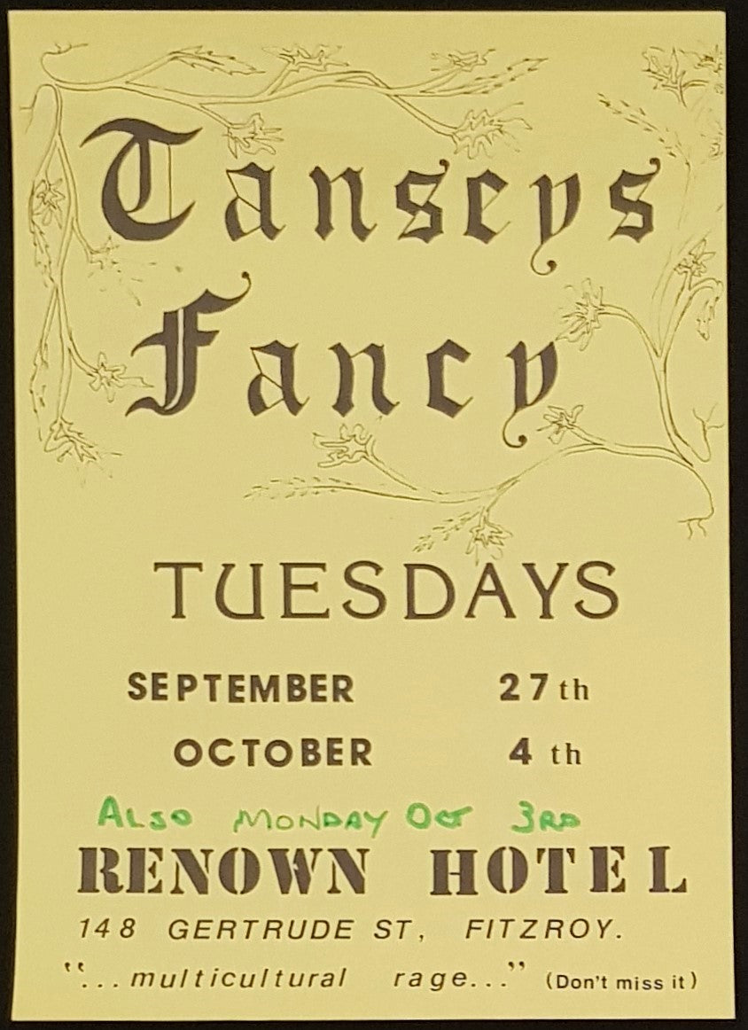 Tansey's Fancy - Tuesdays - Renown Hotel - 1983 – Vicious Sloth ...