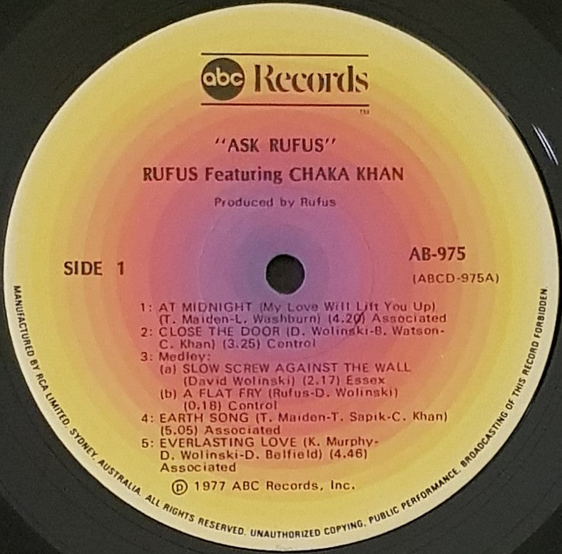 Rufus Featuring Chaka Khan - Ask Rufus – Vicious Sloth Collectables