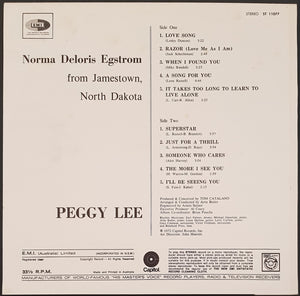 Lee, Peggy - Norma Deloris Egstrom From Jamestown North Dakota