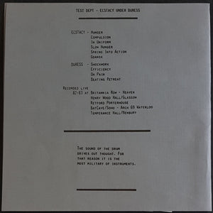 Test Dept. - Ecstacy Under Duress
