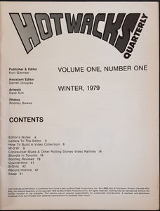Plasmatics- Hot Wacks Quarterly Winter 1979 Vol.One No.One