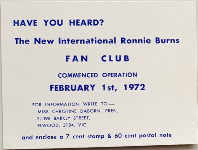 Ronnie Burns - Fan Club