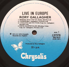 Load image into Gallery viewer, Rory Gallagher - Live! In Europe