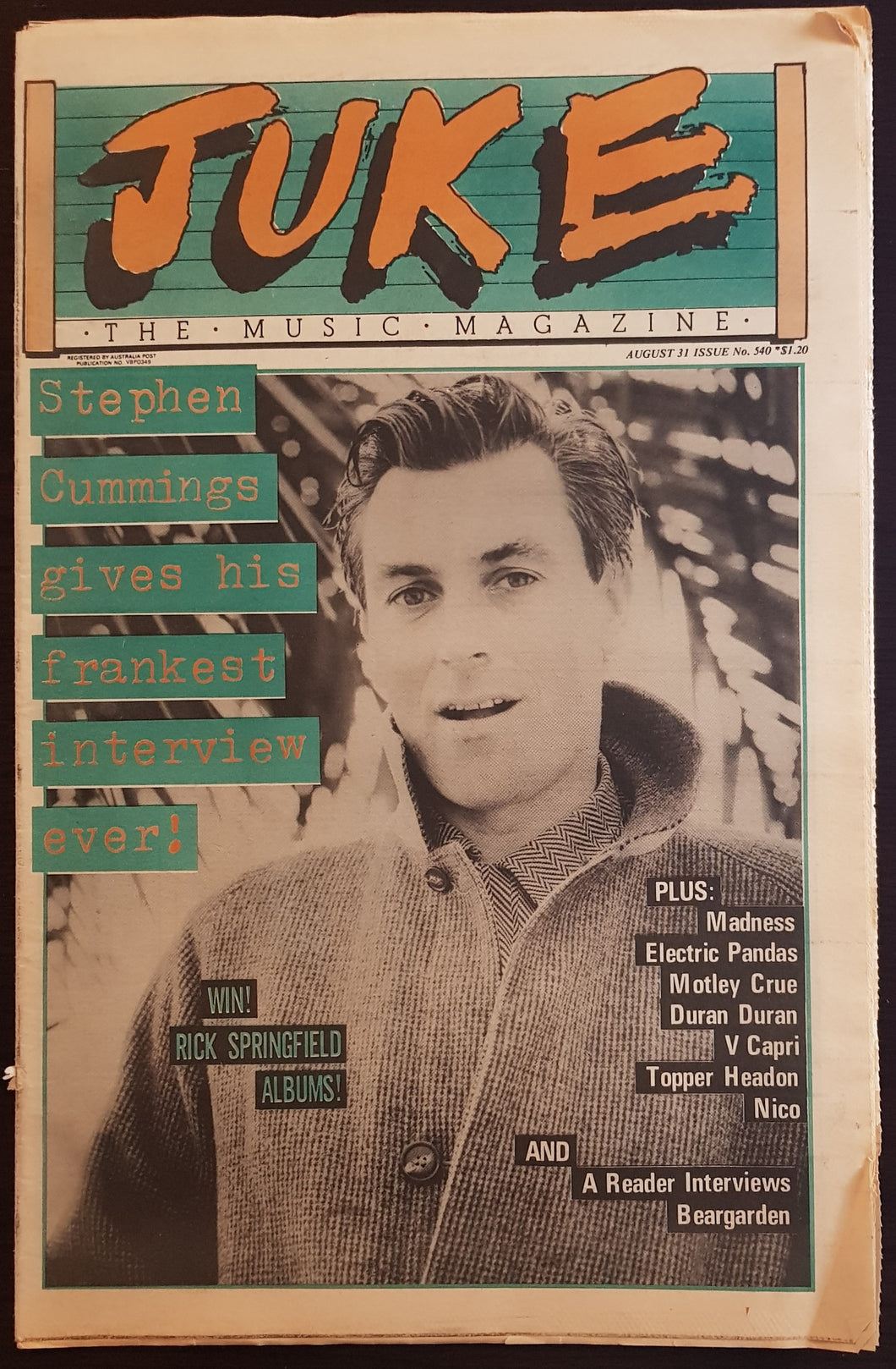 Sports (Stephen Cummings)- Juke August 31 1985. Issue No.540