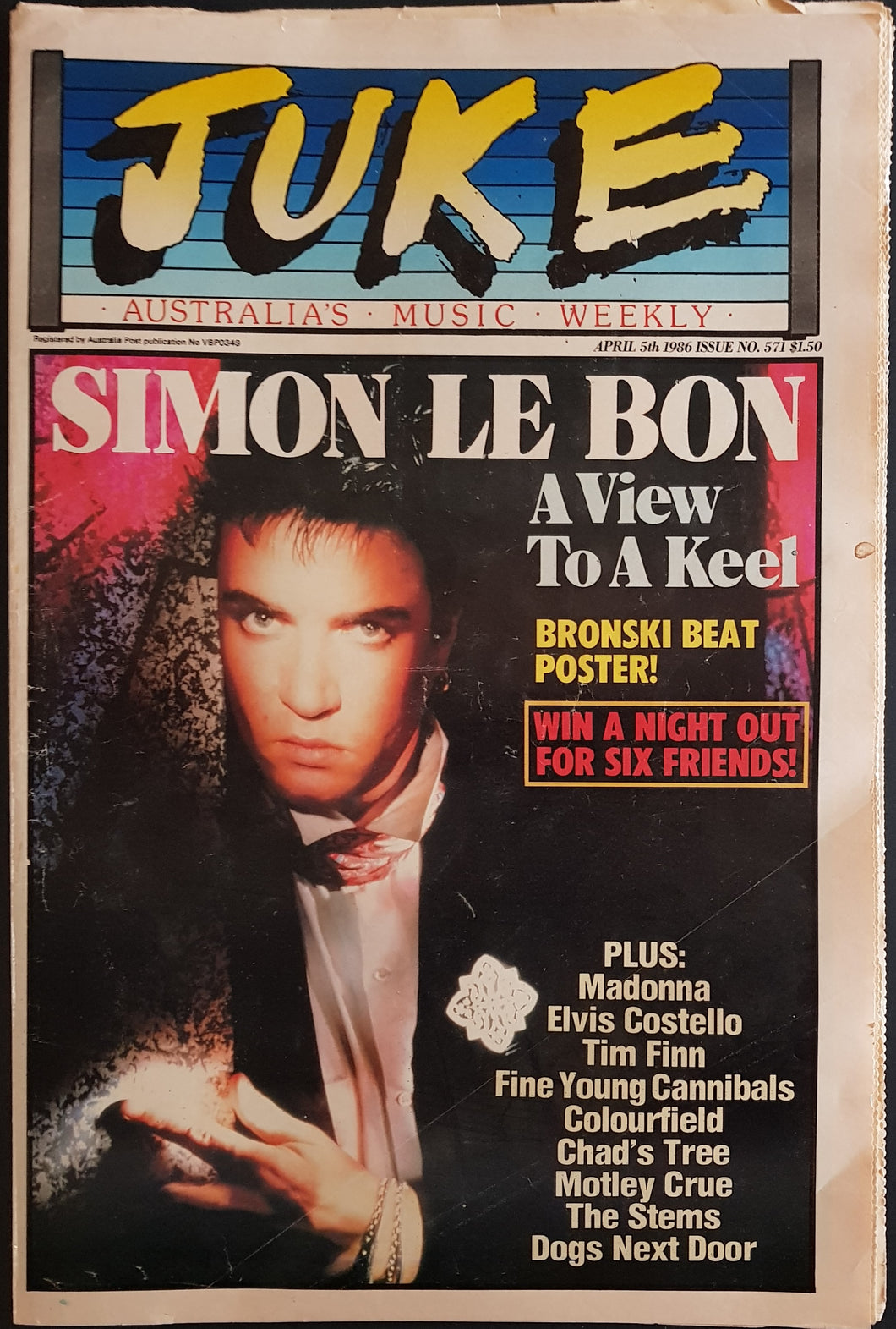 Duran Duran (Simon Le Bon)- Juke April 5 1986. Issue No.571